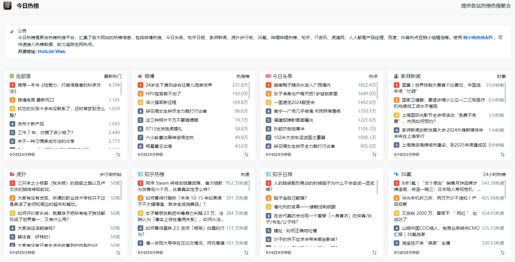 今日热榜聚合热榜热搜平台 汇聚全网热点